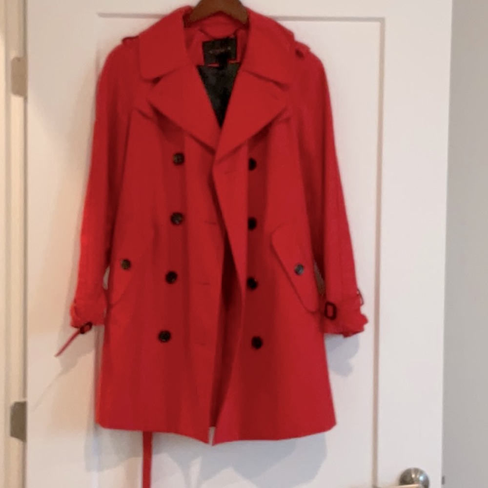 Coach red trench coat, size 6, like new